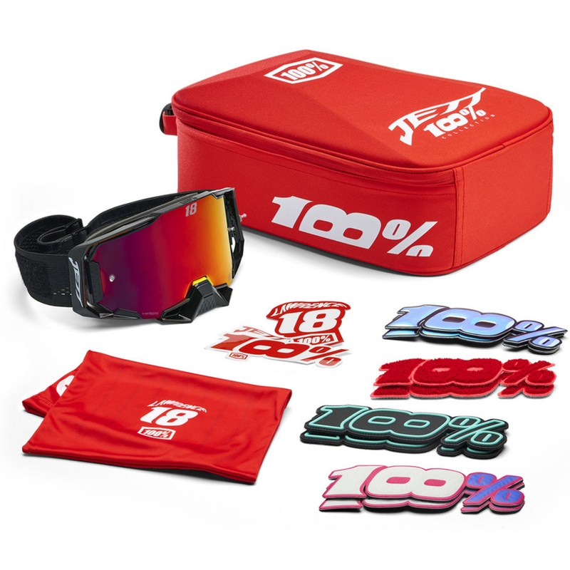 Gogle motocrossowe 100% Armega Hiper Jett Special z czerwonym pleksiglasem