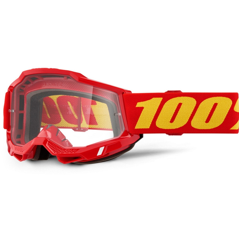 Okulary motocrossowe 100% Accuri 2 czerwone z przezroczystym pleksiglasem