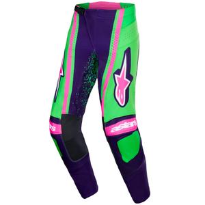 Spodnie motocrossowe Alpinestars Techstar Nomur ciemnofioletowo-zielono-fluo różowo