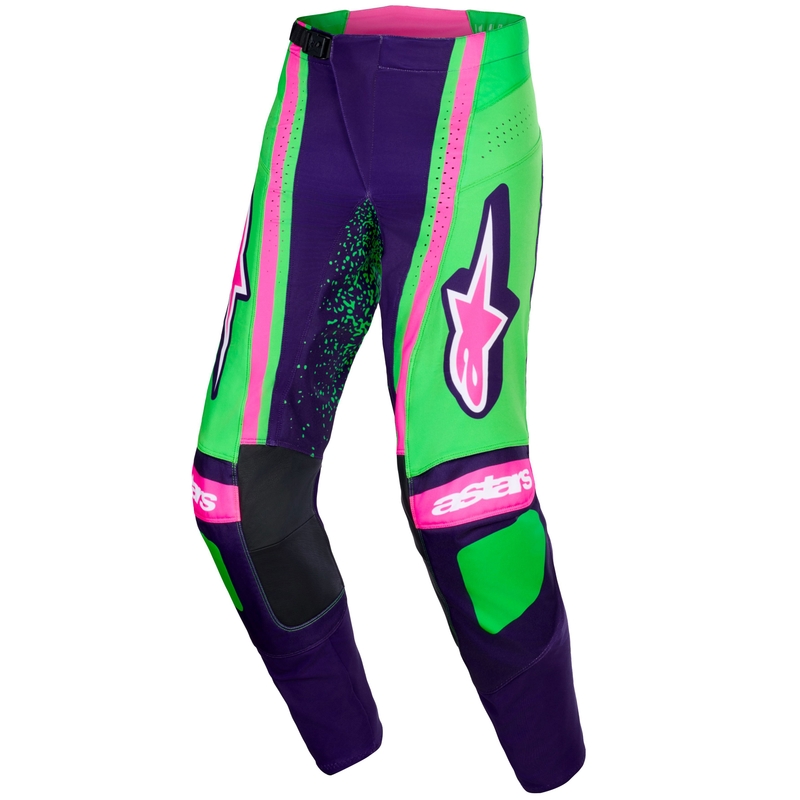 Spodnie motocrossowe Alpinestars Techstar Nomur ciemnofioletowo-zielono-fluo różowo