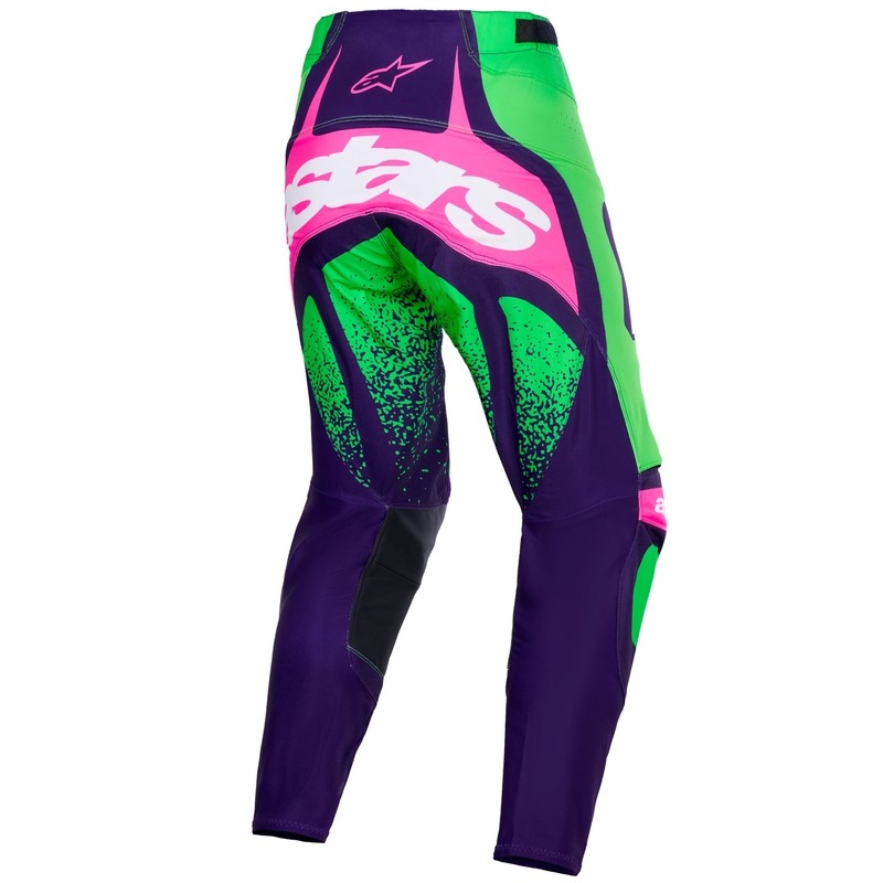Spodnie motocrossowe Alpinestars Techstar Nomur ciemnofioletowo-zielono-fluo różowo