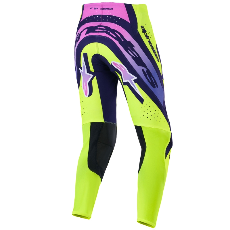 Spodnie motocrossowe Alpinestars Supertech Vista w kolorze fluo żółto-fioletowo-czarnym