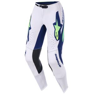 Spodnie motocrossowe Alpinestars Supertech Vista w kolorze jasnoszarym, fluorescencyjnym, żółto-zielono-niebiesko-różowym