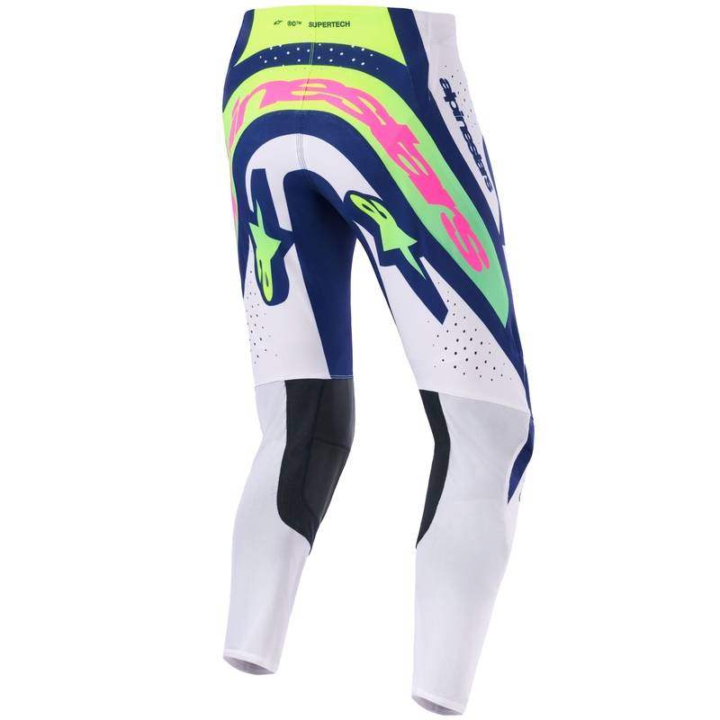 Spodnie motocrossowe Alpinestars Supertech Vista w kolorze jasnoszarym, fluorescencyjnym, żółto-zielono-niebiesko-różowym