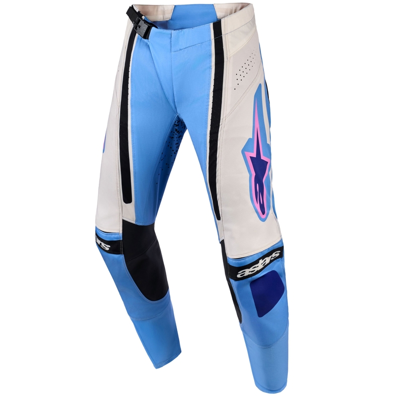 Spodnie motocrossowe damskie Alpinestars Stella Techstar Nomur w kolorze jasnoniebiesko-białym, ecru-czarno-różowym