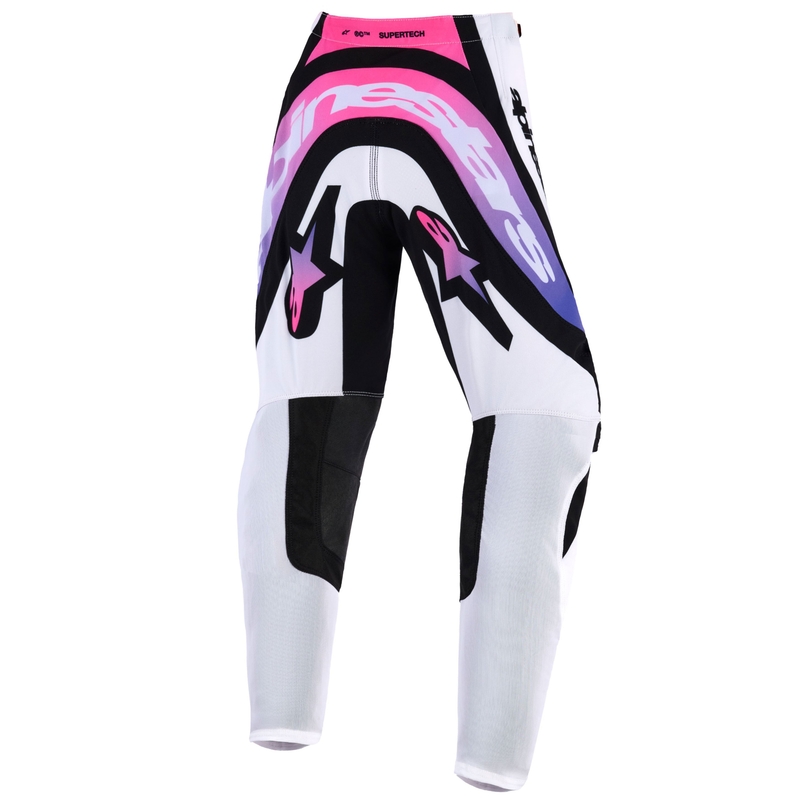 Spodnie motocrossowe dla dzieci Alpinestars Supertech Vista w kolorze biało-fioletowo-czarnym