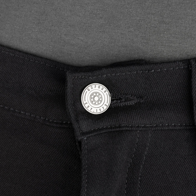 OXFORD ORIGINAL APPROVED SUPER STRETCH JEANS AA SLIM FIT jeansy motocyklowe o kroju cropped, czarne