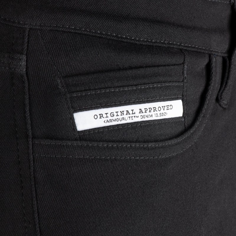 OXFORD ORIGINAL APPROVED SUPER STRETCH JEANS AA SLIM FIT jeansy motocyklowe o kroju cropped, czarne