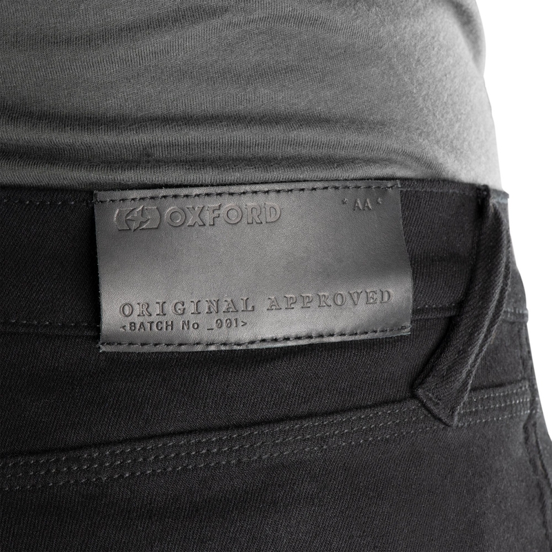 OXFORD ORIGINAL APPROVED SUPER STRETCH JEANS AA SLIM FIT jeansy motocyklowe o kroju cropped, czarne