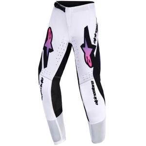 Spodnie motocrossowe dla dzieci Alpinestars Supertech Vista w kolorze biało-fioletowo-czarnym