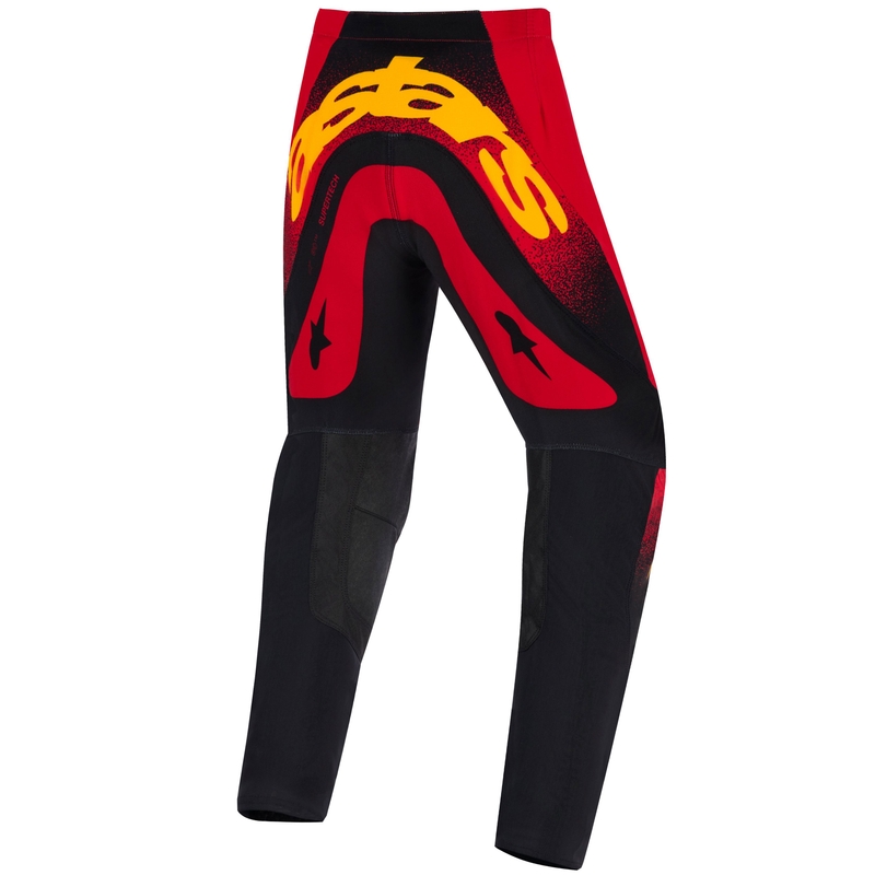 Spodnie motocrossowe dla dzieci Alpinestars Supertech Scenz w kolorze czerwono-czarno-żółtym