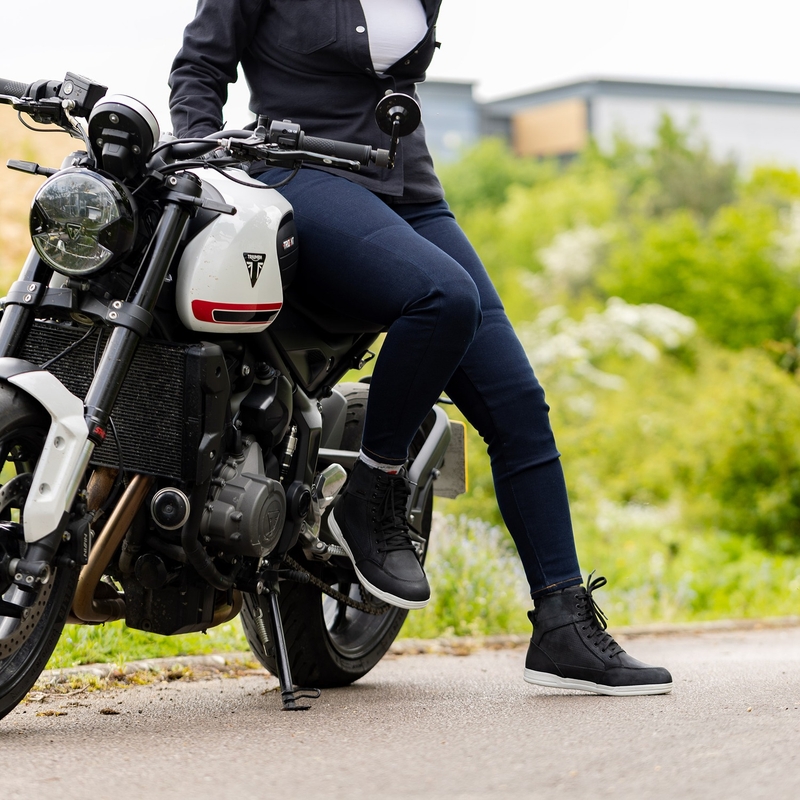 Damskie jeansy motocyklowe OXFORD ORIGINAL APPROVED SUPER STRETCH JEANS AA SLIM FIT niebieskie indygo