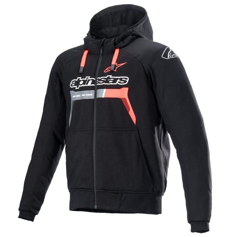 Bluza z kapturem Alpinestars Chrome Ignition w kolorze czarno-czerwonym, fluo-szaro-białym
