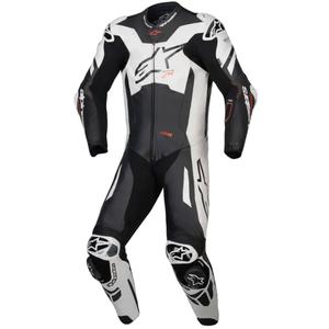 Jednoczęściowy kombinezon skórzany Alpinestars GP Plus V4 Sprint, kompatybilny z Tech-air, czarno-biało-czerwony fluorescencyjny