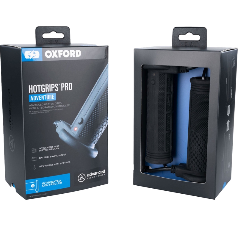 Podgrzewane manetki Oxford Hotgrips PRO Adventure ze zintegrowanymi elementami sterującymi w chwycie