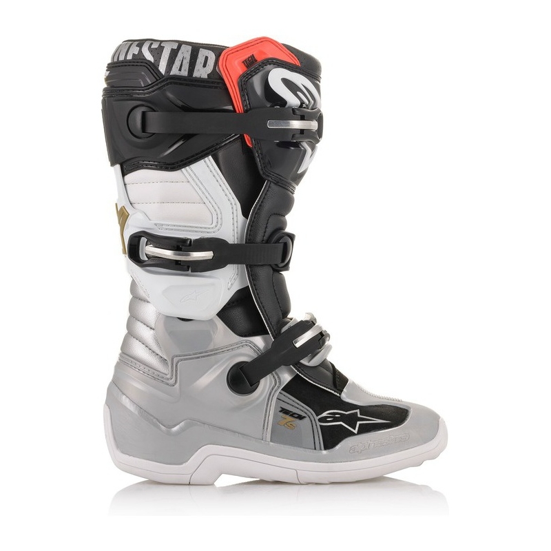 Buty motocrossowe dla dzieci Alpinestars TECH 7 S w kolorze czarno-srebrno-biało-złotym