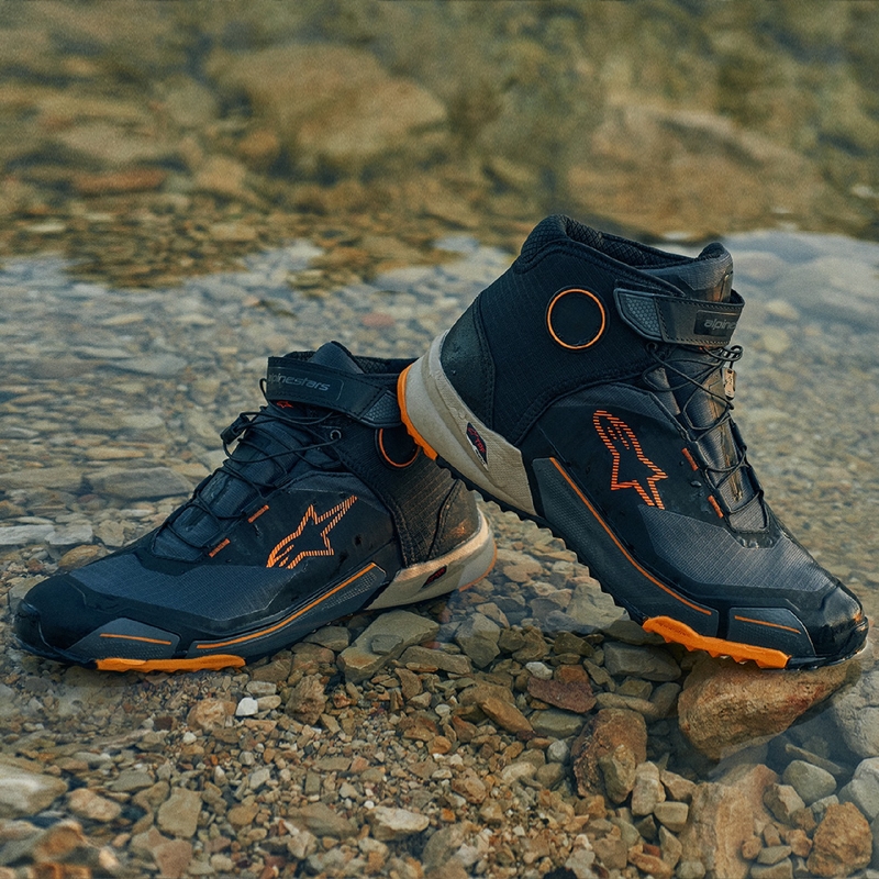 Buty motocyklowe Alpinestars CR-X Drystar czarno-brązowo-pomarańczowe