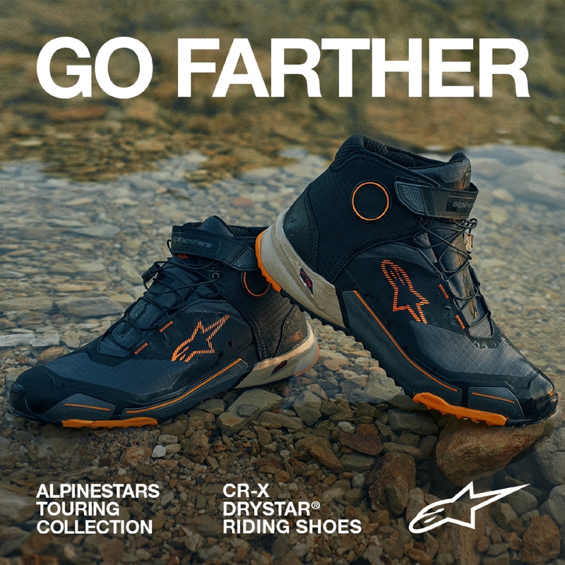 Buty motocyklowe Alpinestars CR-X Drystar czarno-brązowo-pomarańczowe