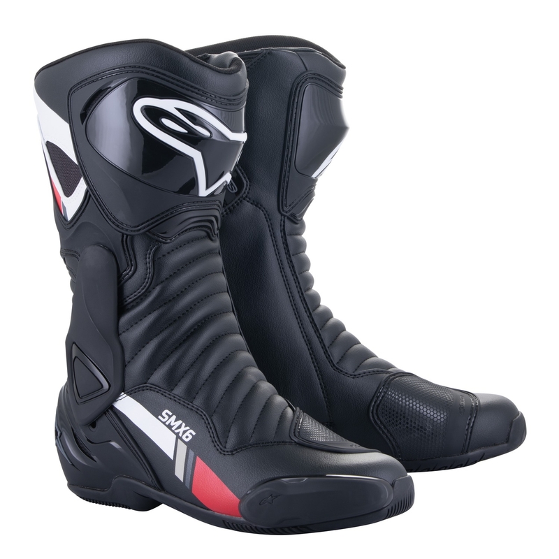 Buty motocyklowe Alpinestars S-MX 6 czarno-biało-szaro-czerwone