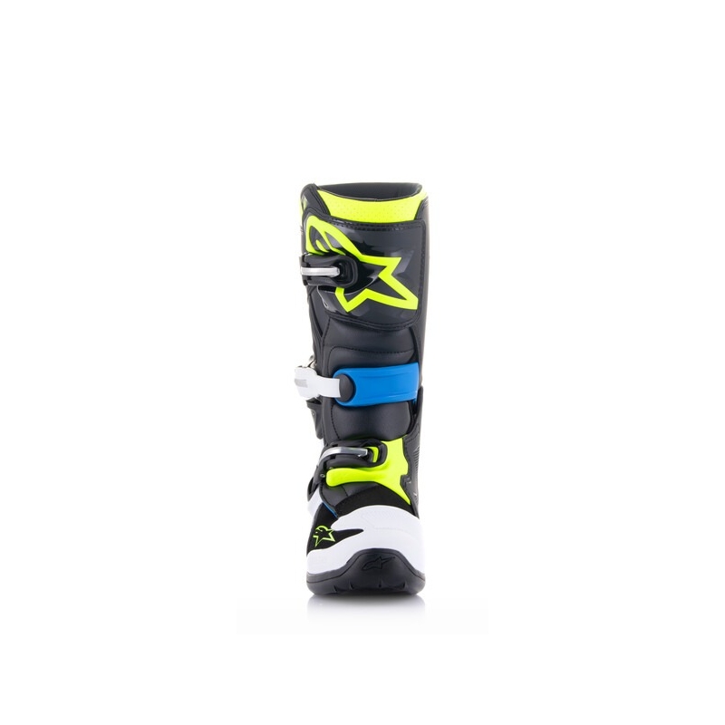 Buty motocyklowe dziecięce Alpinestars Tech 7 S czarno-biało-fluo-żółto-niebieskie
