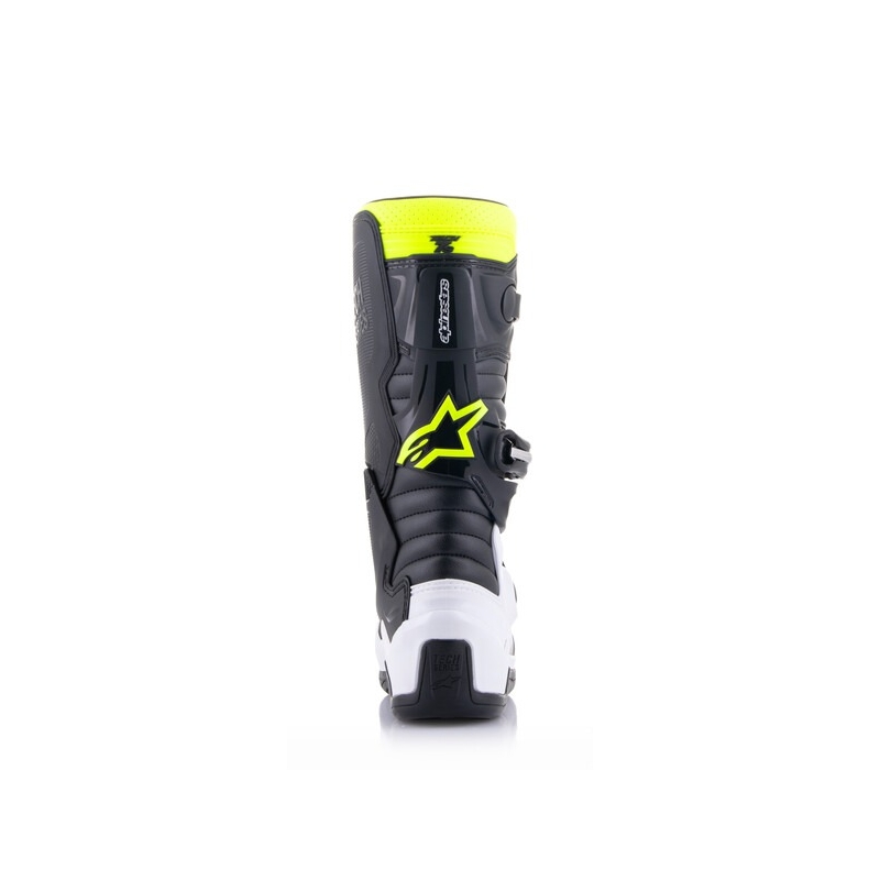 Buty motocyklowe dziecięce Alpinestars Tech 7 S czarno-biało-fluo-żółto-niebieskie