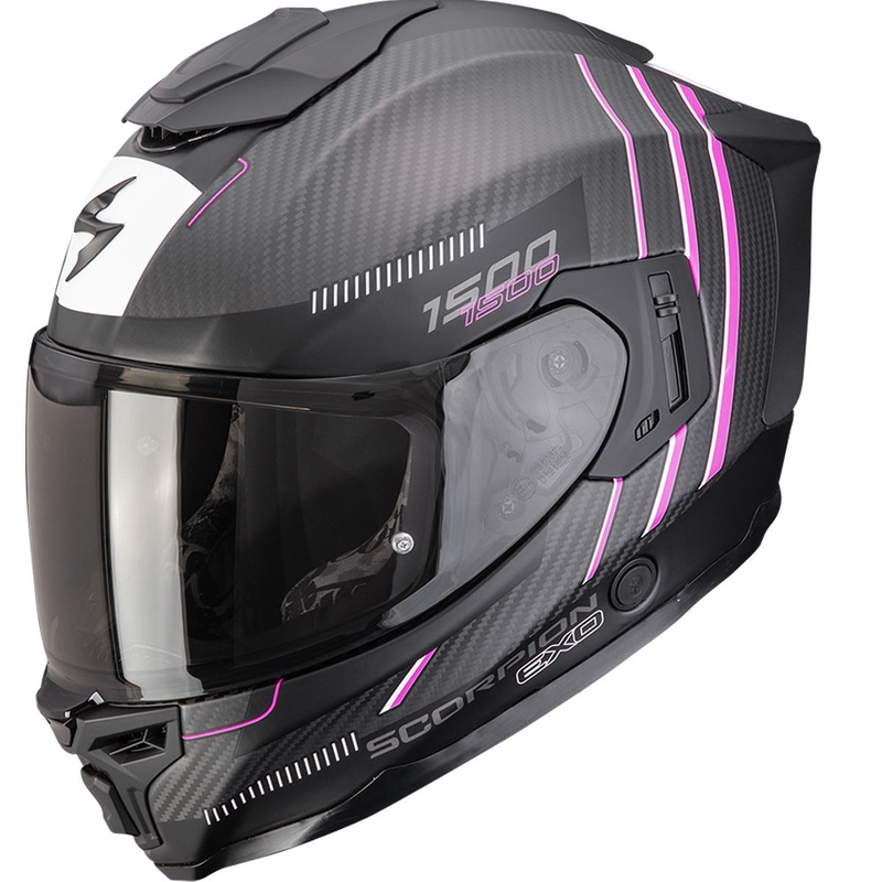 Kask motocyklowy zintegrowany Scorpion EXO-1500 Carbon Air Zity matowo-czarno-różowy
