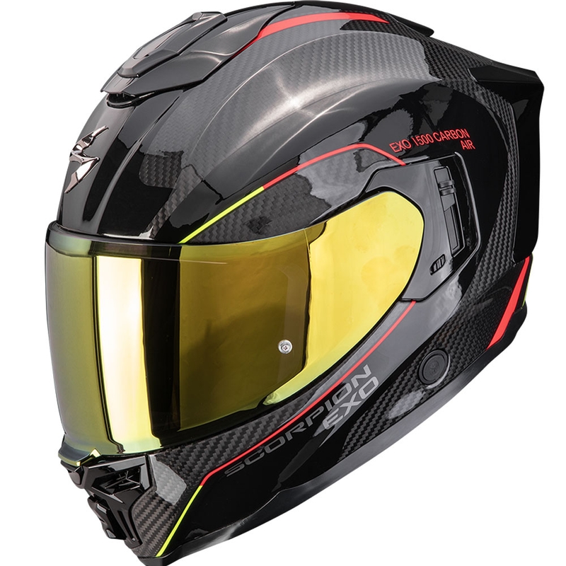 Kask motocyklowy integralny Scorpion EXO-1500 Carbon Air Mundi w kolorze czarno-czerwono-żółtym