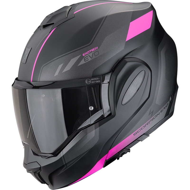 Kask motocyklowy typu flip-up Scorpion EXO-TECH EVO Socius matowy czarno-różowy
