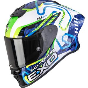 Kask motocyklowy integralny Scorpion EXO-R1 EVO II Air Cornering biało-niebiesko-zielony