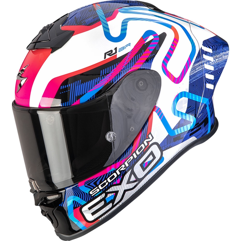 Kask motocyklowy integralny Scorpion EXO-R1 EVO II Air Cornering biało-niebiesko-różowy