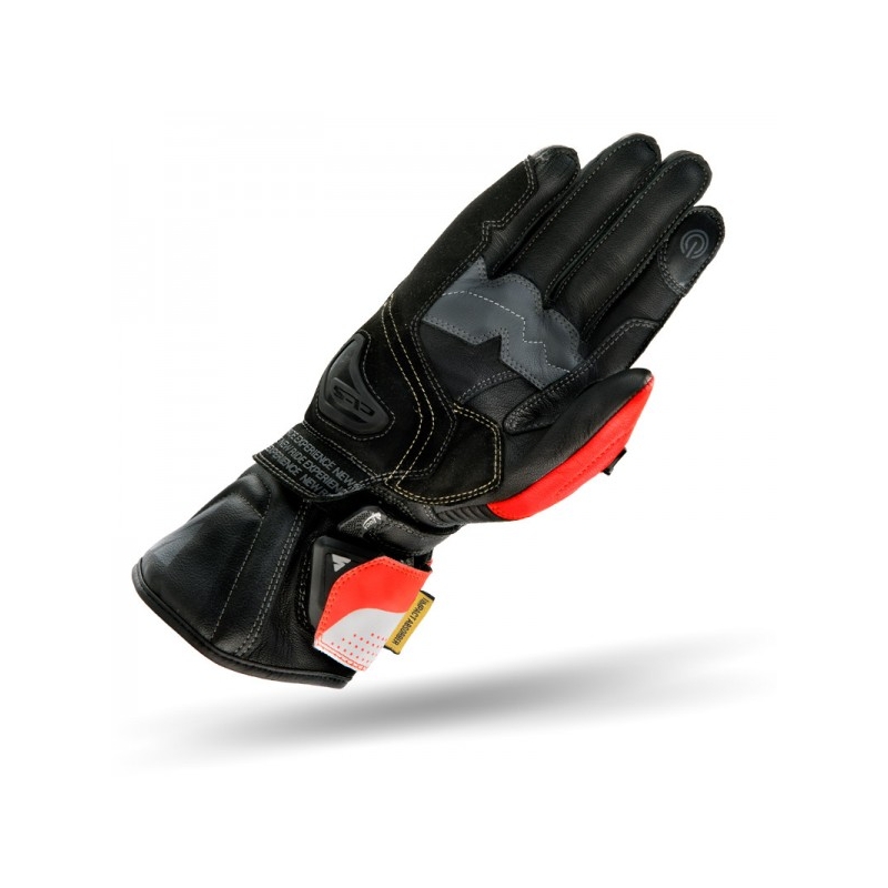 Rękawice motocyklowe Shima STR-2 czarno-biało-fluo czerwone