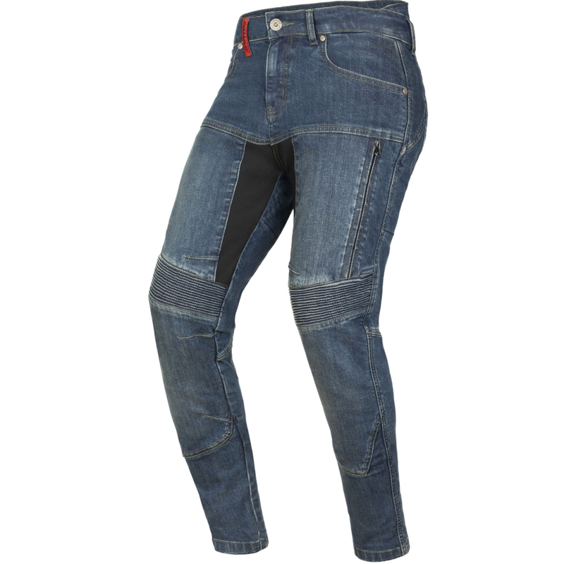 Damskie jeansy motocyklowe Ayrton 505 w kolorze spranego błękitu