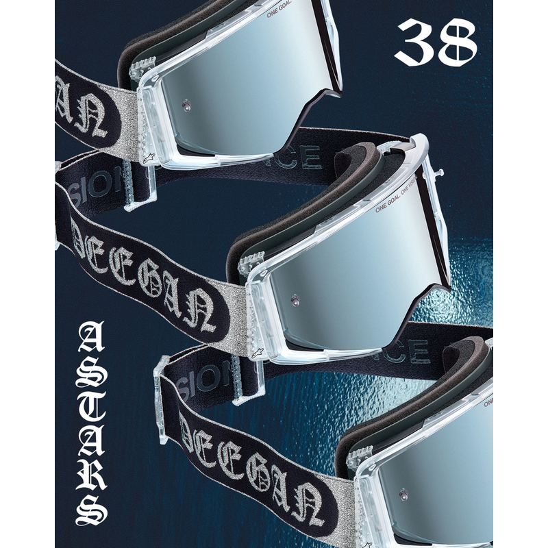 Gogle motocrossowe Alpinestars Supertech Vision DNGR38 XXV czarno-srebrne z lustrzanym srebrnym pleksiglasem