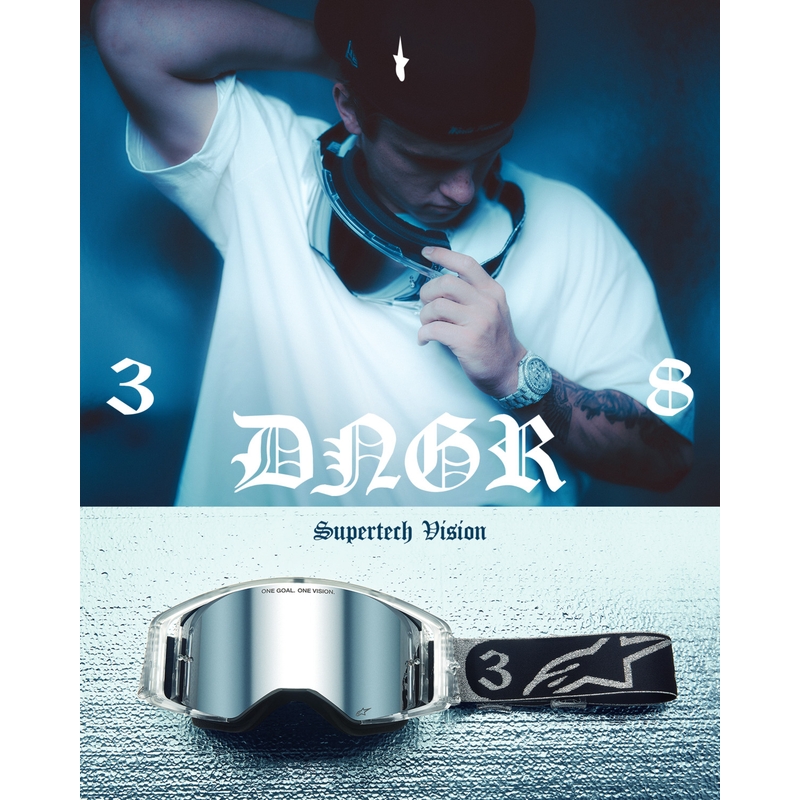 Gogle motocrossowe Alpinestars Supertech Vision DNGR38 XXV czarno-srebrne z lustrzanym srebrnym pleksiglasem