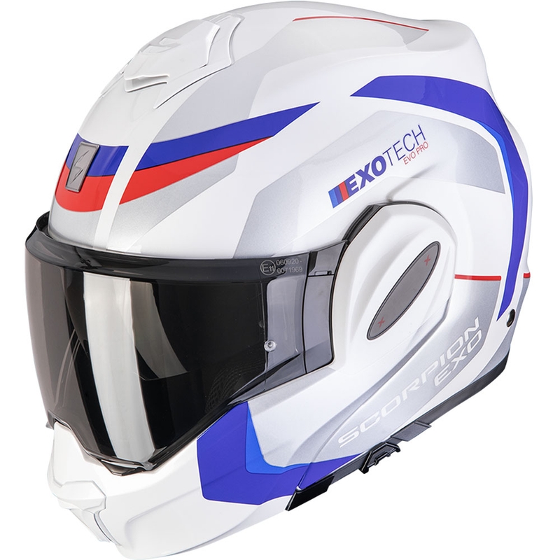 Kask motocyklowy typu flip-up Scorpion EXO-TECH EVO PRO Accuti biało-niebiesko-czerwony