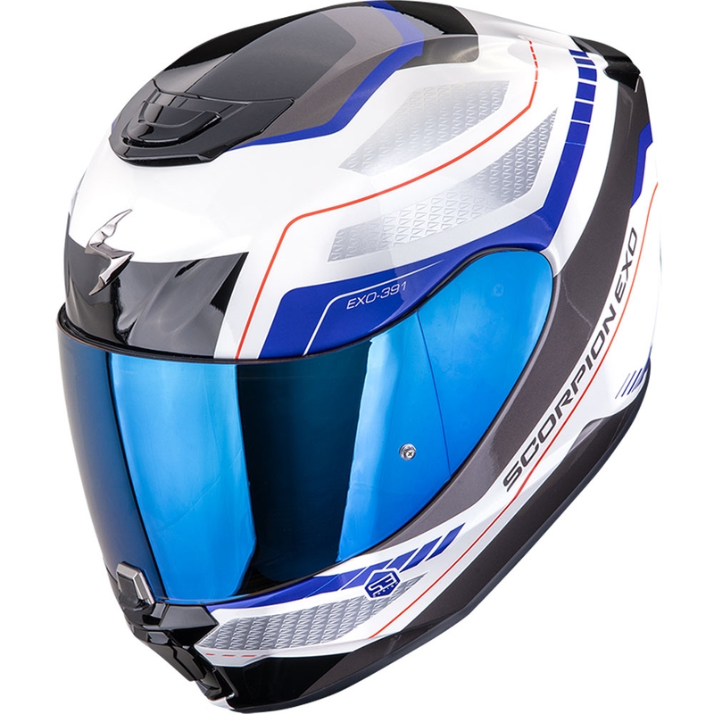 Kask motocyklowy integralny Scorpion EXO-391 Leo biało-niebieski