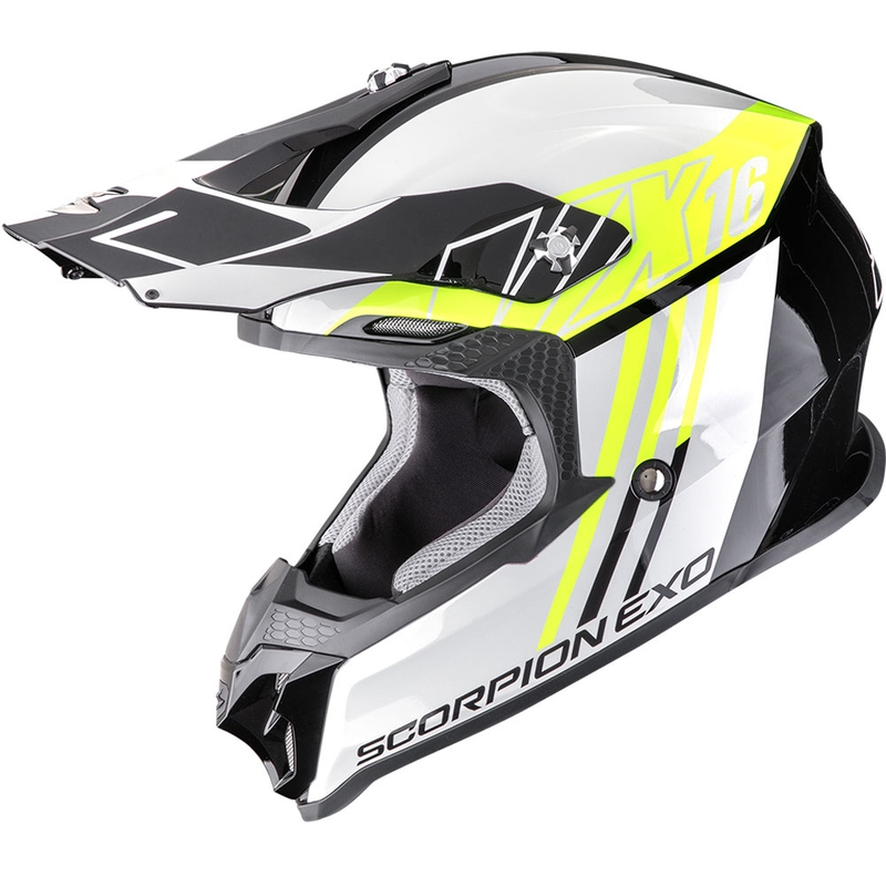 Kask motocrossowy Scorpion VX-16 EVO Air Lignes czarno-fluo-żółty