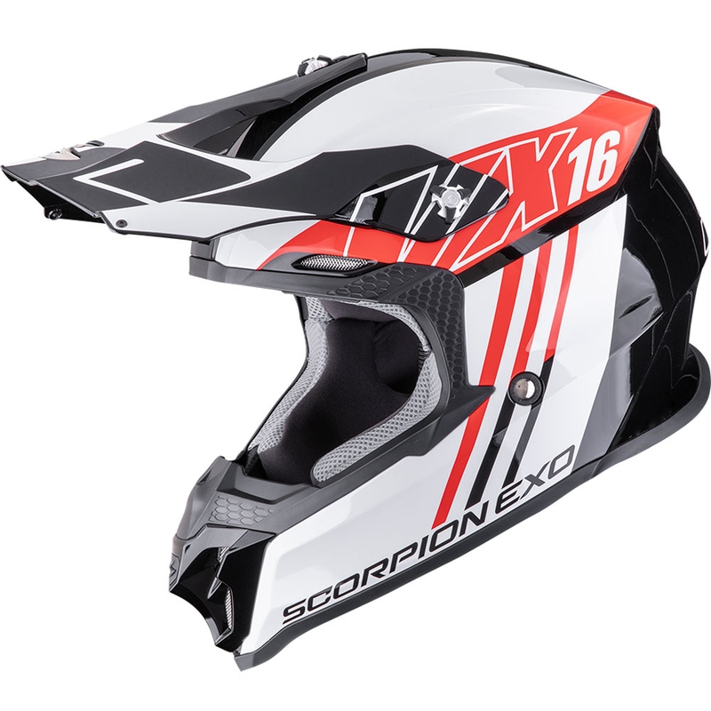 Kask motocrossowy Scorpion VX-16 EVO Air Lignes czarno-czerwony