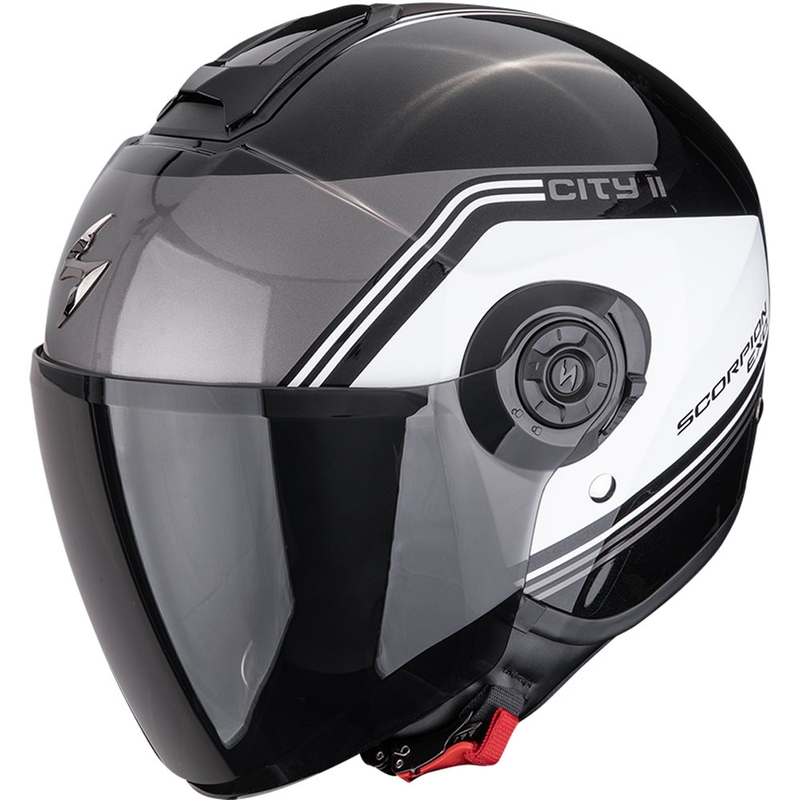 Kask motocyklowy otwarty Scorpion EXO-CITY II Vita metaliczny czarno-biały