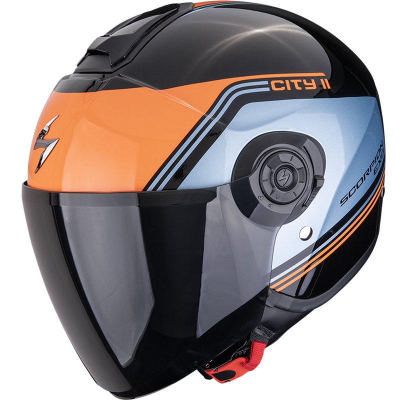 Kask motocyklowy otwarty Scorpion EXO-CITY II Vita czarno-niebiesko-pomarańczowy