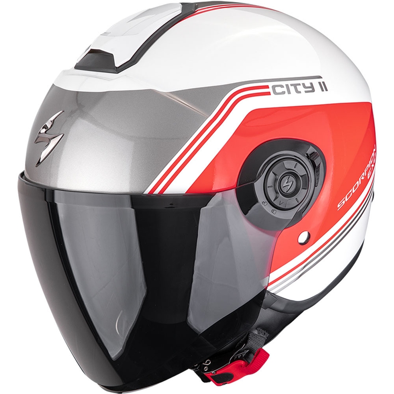 Kask motocyklowy otwarty Scorpion EXO-CITY II Vita biało-czerwony