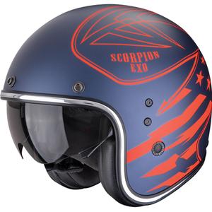 Kask motocyklowy otwarty Scorpion Belfast Dawg, matowy, niebiesko-czerwony