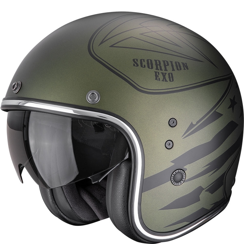Kask motocyklowy otwarty Scorpion Belfast Dawg, matowozielony
