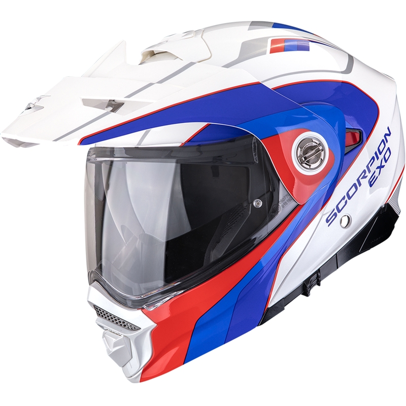 Kask motocyklowy enduro Scorpion ADX-2 Kamps biało-czerwono-niebieski