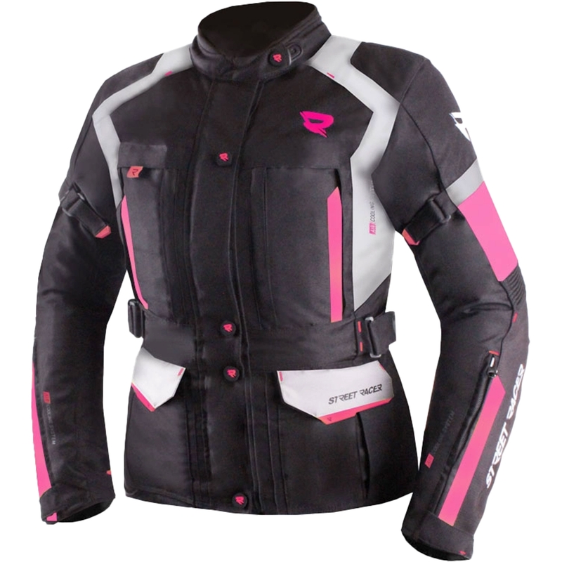 Kurtka motocyklowa damska Street Racer Hilax czarno-szaro-różowa