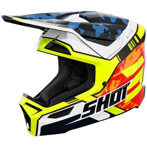 Kask motocrossowy Shot Furious Flash błyszczący niebiesko-fluo żółty