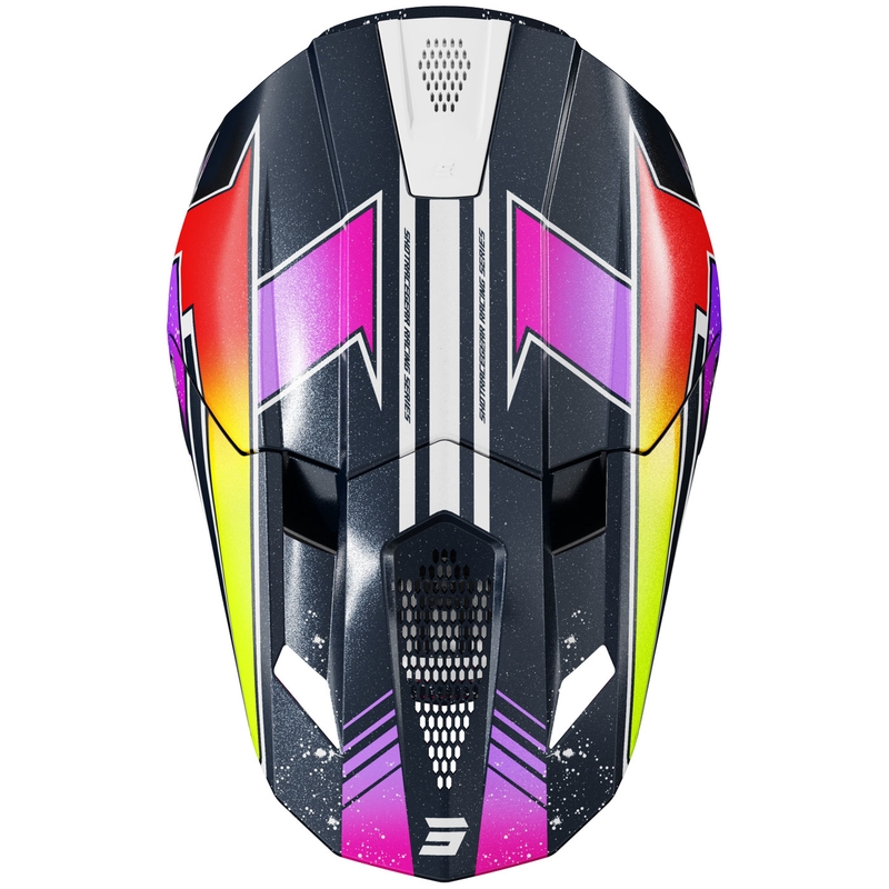 Kask motocrossowy Shot Lite Racing perłowo-niebiesko-fluo-żółty