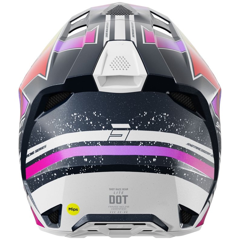 Kask motocrossowy Shot Lite Racing perłowo-niebiesko-fluo-żółty