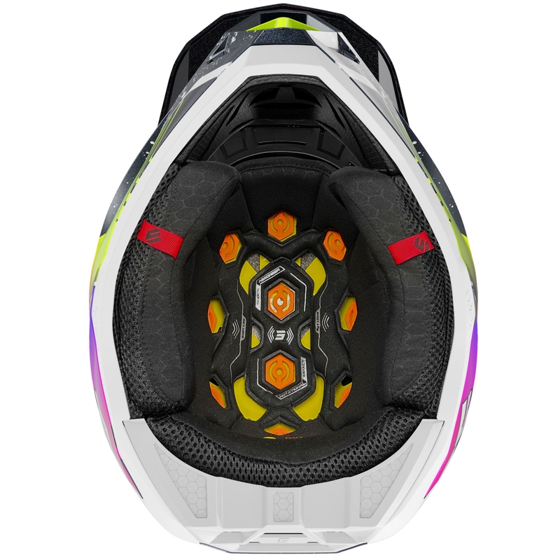 Kask motocrossowy Shot Lite Racing perłowo-niebiesko-fluo-żółty
