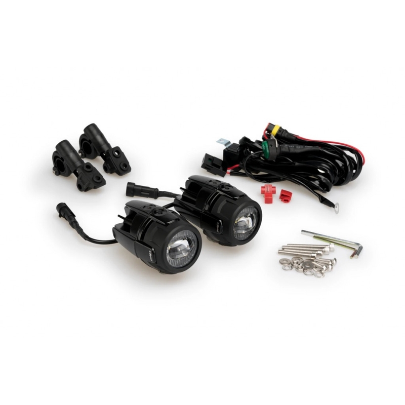 Auxiliary LED lights PUIG black homologated, set